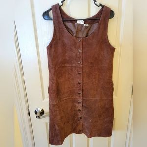 Newport News Womans Pig Split Brown Suede Leather Jumper Size 10